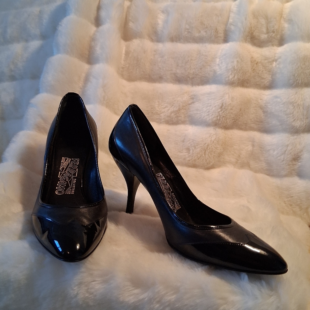 Salvatore Ferragamo Vintage Pumps with Patent Toe